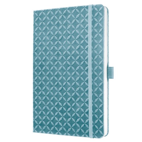 Jolie Notebook A5 13.50x20.30x1.60cm lined Sky Blue light blue hardcover 174 p. 80 gsm FSC-certified elastic fastener pen loop Ribbon markers: 1 PU EC