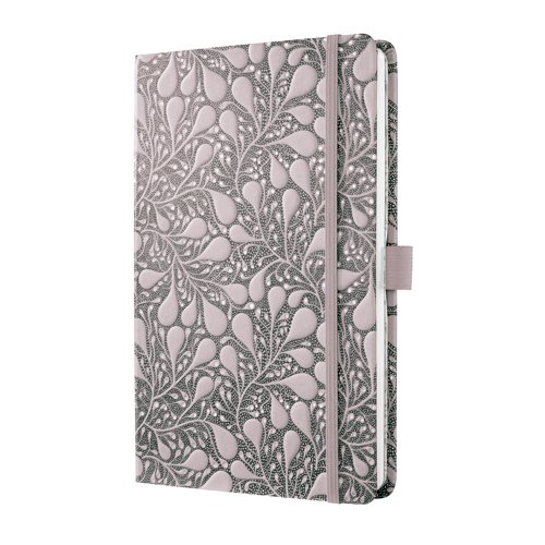 Jolie Notebook A5 13.50x20.30x1.60cm lined Enchanted Heart black/rose hardcover 174 p. 80 gsm FSC-certified elastic fastener pen loop Ribbon markers: 