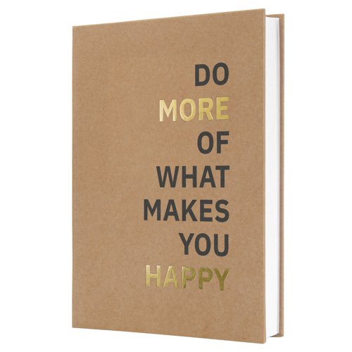 Jolie Notebook A5 15.20x20.30x1.90cm lined Pure Happiness black/brown/gold hardcover 192 p. 100 gsm FSC-certified Ribbon markers: 1 kraft paper ECF pa
