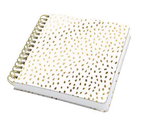 Jolie Spiral Notebook A5 square 23.40x21.50x3.30cm blank Golden Rain gold/white hardcover 240 p. 120 gsm FSC-certified paper ECF paper wood and acid-f
