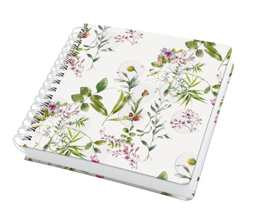 Jolie Spiral Notebook A5 square 23.40x21.50x3.30cm blank Fairytale Garden green/violet/white/pink hardcover 240 p. 120 gsm FSC-certified paper ECF pap