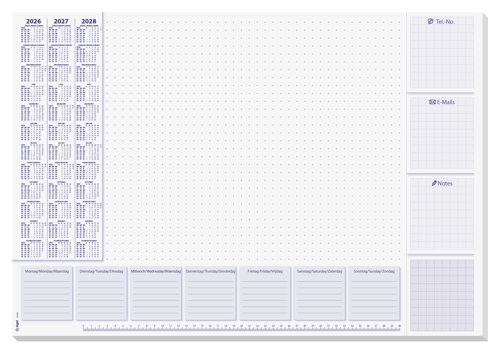 Paper desk pad A2 Lilac lilac DE/EN/NL 80 gsm 59.50x41x0.40cm paper 30 sheets