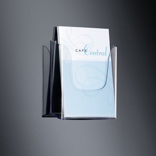 Wall-mounted literature holder Acrylic Filling depth: 45mm 1 compartment mit screws and anchors for solid walls mit 2 holes for hanging crystal clear 