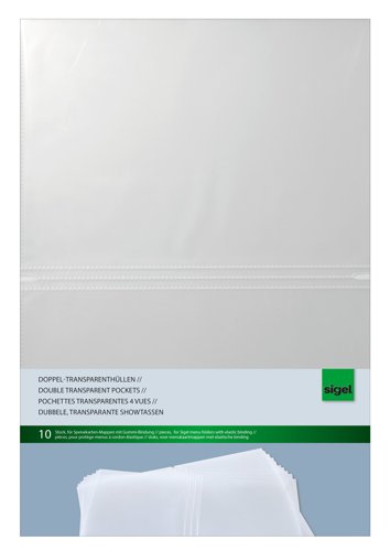 Double clear pockets for menus transparent PP : 0.7mm für A4 450x305x5mm Pk10