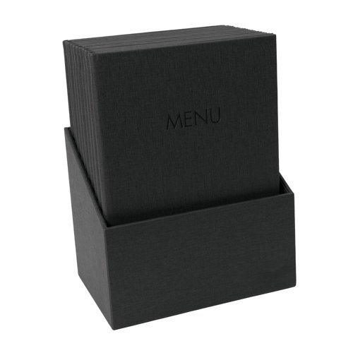Menu folder mit blind debossing rubber binding Capacity: 8 pages A4 black PU PP 240x340x15mm Pk10