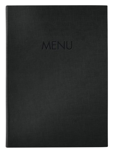 Menu folder mit blind debossing rubber binding Capacity: 8 pages A4 black PU PP 240x340x15mm.