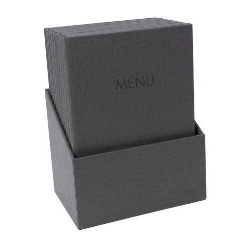 Menu folders mit blind debossing rubber binding Capacity: 8 pages A4 anthracite PU PP 240x340x15mm Pk10