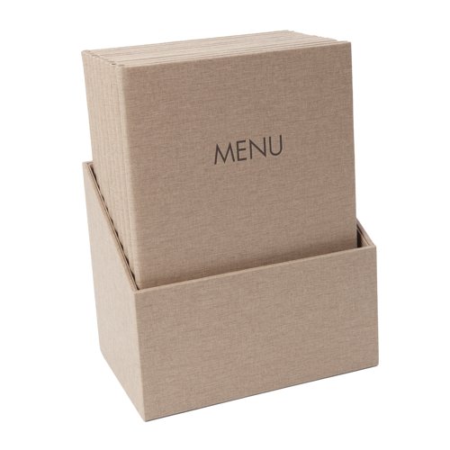 Menu folders mit blind debossing rubber binding Capacity: 8 pages A4 beige PU PP 240x340x15mm Pk10
