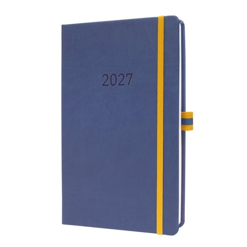 Linescape Weekly planner 2027 EN A5 14.80x21.30x1.60cm blue/yellow hardcover 53 weeks 176 p. vertical layout 80 gsm FSC-certified elastic fastener pen