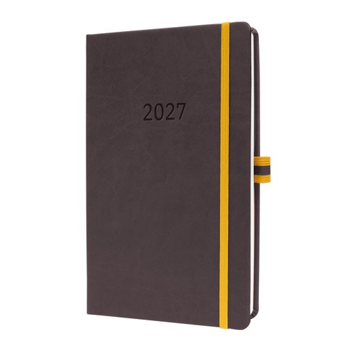 Linescape Weekly planner 2027 EN A5 14.80x21.30x1.60cm dark grey/yellow hardcover 53 weeks 176 p. vertical layout 80 gsm FSC-certified elastic fastene