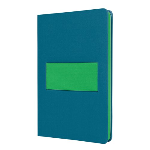 Linescape Notebook Neo A5 14.80x21.30x1.60cm squared Blue / Kiwi ocean blue/neon green hardcover 176 p. 80 gsm FSC-certified multi-functional elastic 
