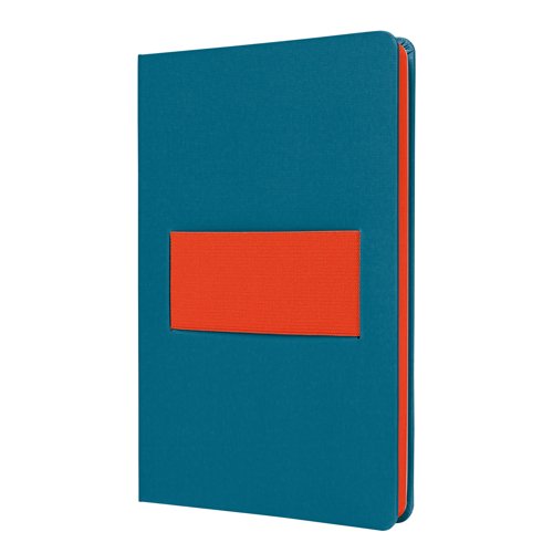 Linescape Notebook Neo A5 14.80x21.30x1.60cm lined Blue / Papaya ocean blue/neon orange hardcover 176 p. 80 gsm FSC-certified multi-functional elastic