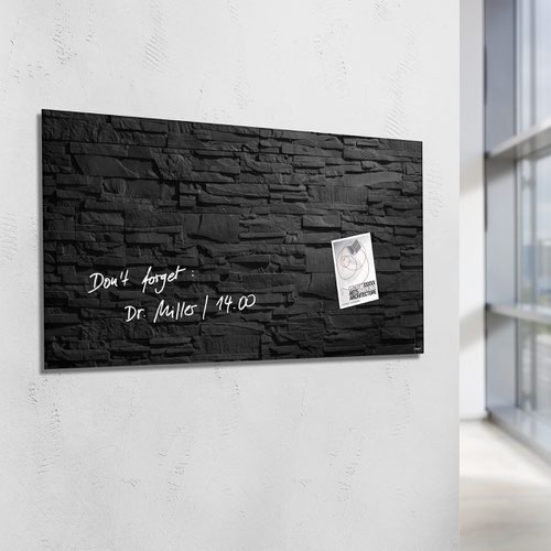 Wall Mounted Magnetic Glass Board 1300x550x18mm - Slate