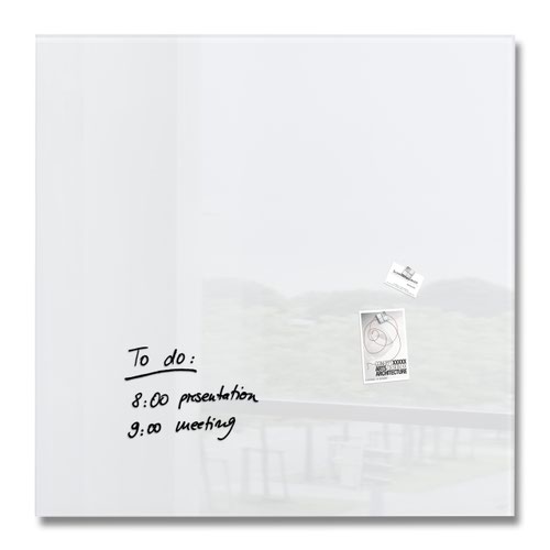 Wall Mounted Magnetic Glass Board 1000x1000x18mm - Super White
