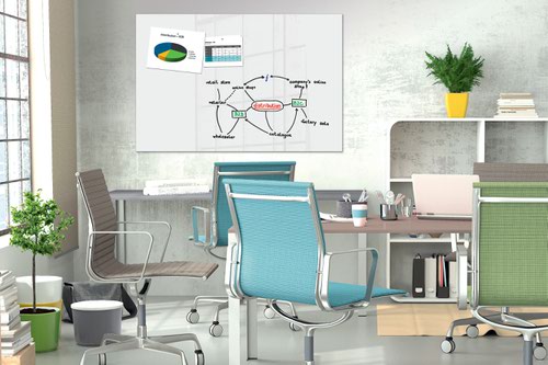 11675SG | Pinboards and flipcharts are a thing of the past - the contemporary all-rounder for notes and reminders is Be!Board. This magnetic glass board is perfect for writing on and attaching notes magnetically. The 150 x 100 cm board is indispensable in meeting rooms and large offices. Use the glass board as a notice board: business cards, telephone lists or important notices are easily attached to the white board. Two strong neodym magnets are included - normal magnets are not strong enough. Use all standard board or chalk markers to jot down appointments and other information - the board is easy to wipe clean afterwards. Safety is an important feature of Be!Board. The glass plate is made of toughened safety glass (EN 12150-1). Be!Board comes with a 7-year manufacturers guarantee.