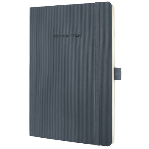 Dark grey Conceptum Notebook lined page ruling. Flexible Softcover with grooved synthetic surface.