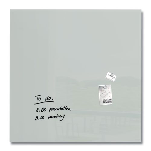 Wall Mounted Magnetic Glass Board 1000x1000x18mm - Grey