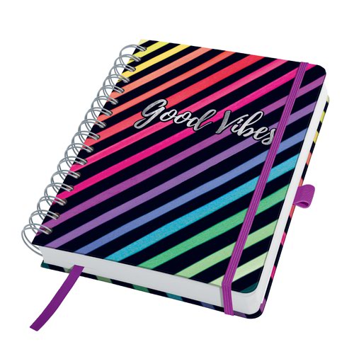 SIGEL Spiral notebook Jolie Dark Rainbow Vibes Dot Grid (Dotted) 120 gsm A5 Hard Cover