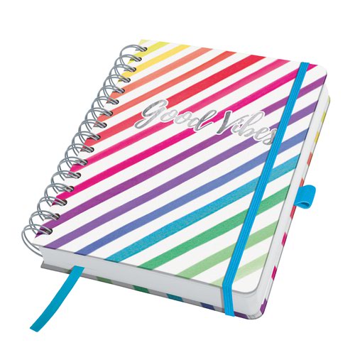 SIGEL Spiral notebook Jolie Light Rainbow Vibes Blank 120 gsm A5 white, Hard Cover