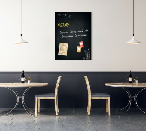 Artverum Magnetic Glass Drywipe Board Happy Hour Design Black 900x1200 - GL276 11710SG Buy online at Office 5Star or contact us Tel 01594 810081 for assistance