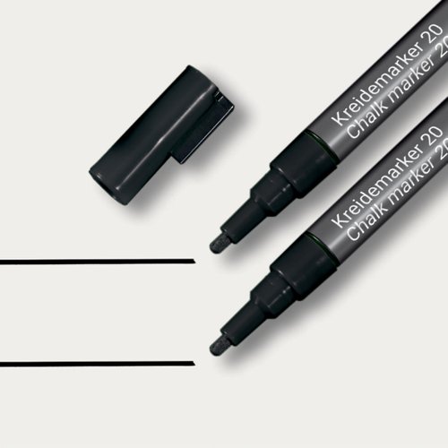 Sigel Chalk markers S round nib 1-2mm Black Pk2