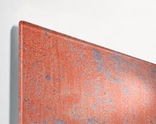 Wall Mounted Magnetic Glass Board 1300x550x18mm - Red Wall Matt