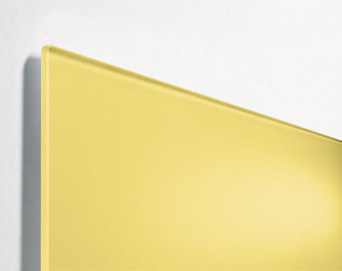 Wall Mounted Magnetic Glass Board 600x400x15mm - Matt Pastel Yellow
