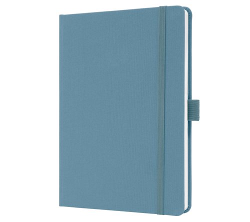 Sigel Jolie Notebook A5 Hardcover A5 152x203x19mm Fabric Cover 192 100gsm Ruled Pages With Pen Loop & Elastic Fastener Powder Blue - JN401