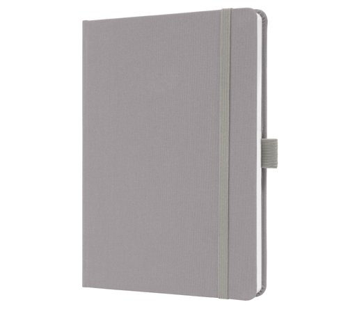 Sigel Jolie Notebook A5 Hardcover A5 152x203x19mm Fabric Cover 192 100gsm Ruled Pages With Pen Loop & Elastic Fastener Pearl Grey - JN403