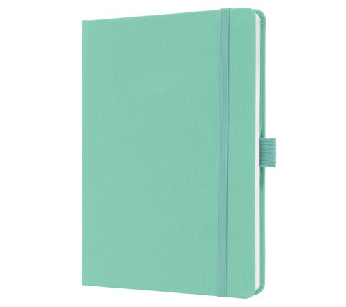 Sigel Jolie Notebook A5 Hardcover A5 152x203x19mm Fabric Cover 192 100gsm Ruled Pages With Pen Loop & Elastic Fastener Mighty Mint - JN409