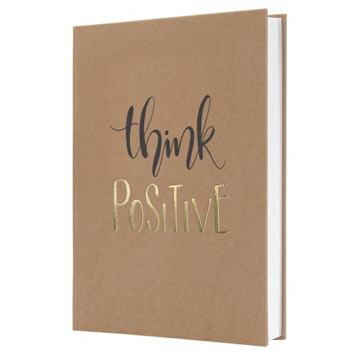 Sigel Jolie Notebook A5 Hardcover A5 152x203x19mm Kraft Paper Cover 192 100gsm Ruled Pages With Embossed Think Positive - JN801