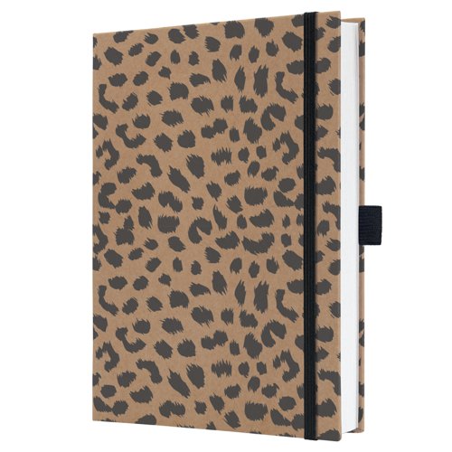 Sigel Jolie Notebook A5 Hardcover A5 152x203x19mm Kraft Paper Cover 192 100gsm Ruled Pages With Pen Loop & Elastic Fastener Pure Cheetah - JN851