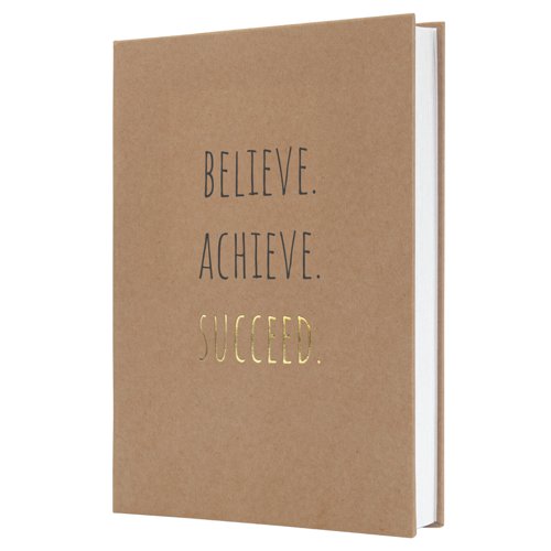 Sigel Jolie Notebook A5 Hardcover A5 152x203x19mm Kraft Paper Cover 192 100gsm Ruled Pages With Embossed Believe Achieve Succeed - JN803