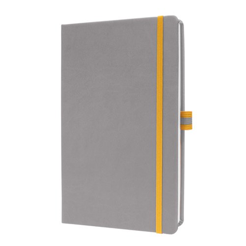 Sigel Linescape Notebook A5 148x213x16mm Hardcover PU 176 Ruled Pages 80gsm With Pen Loop & Elastic Fastener & 2 Ribbon Markers Light Grey  - LS101