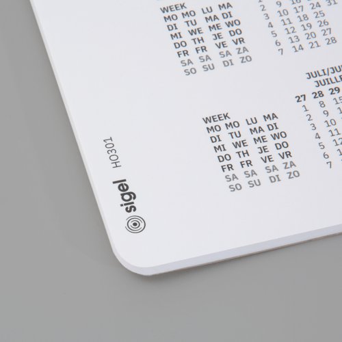 SIGEL's tear-off paper desk pad is decorative, practical, and protects your desk from ink and hot cups, both in your on-site office and home office. Quality made in Germany - the paper desk pad ”Dotted” with calendar for 3 years (DE, EN, FR, NL) in the approx. A2 format (59,5 x 41 cm) provides protection, plenty of space for writing on its 30 sheets, and is extremely durable.