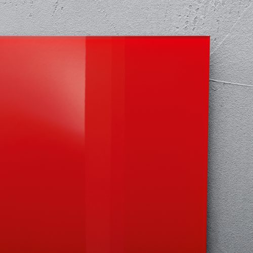 Wall Mounted Magnetic Glass Board 1000x1000x18mm - Red Glass Boards GL202