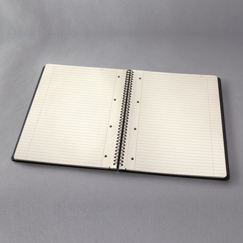 Conceptum spiral notepad black lined. Hardcover jacket with a grooved synthetic surface.