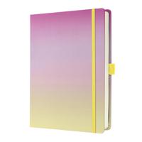 Sigel Jolie Journal A5+ 170x220x24mm Hardcover Fabric Foil Print 200 Dotted Pages 120gsm With Pen Loop & Elastic Fastener Gradient Ice-Cream - JB101