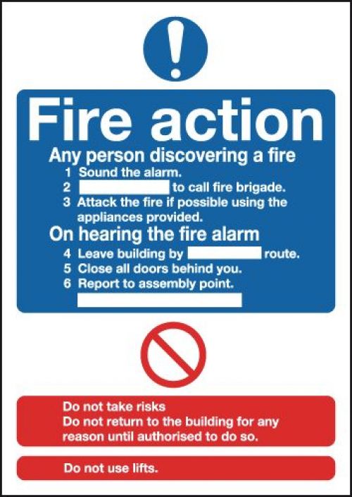 Quality Fire Assembly Signs Self Adhesive Safety PVC Office Work Sign 300x200mm 