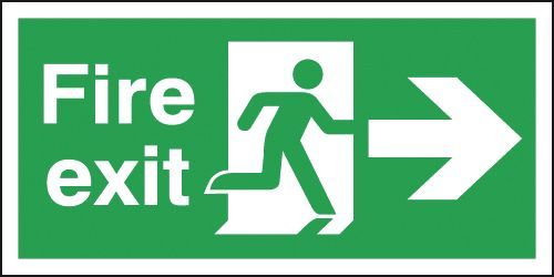 Fire Exit Right Arrow Sign 400 x 150mm Self-Adhesive  Signage Safety Signs 