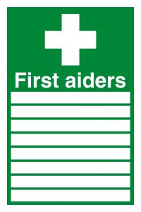 Safety Sign First Aiders 300x200mm PVC FA01926R