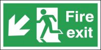 Safety Sign Fire Exit Running Man Arrow Down/Left 150x450mm PVC FX04011R