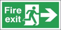 Safety Sign Fire Exit Running Man Arrow Right 150x450mm PVC FX04411R