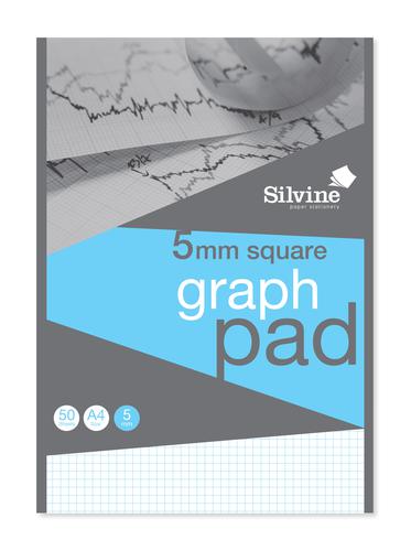 Silvine Graph Pad 90gsm 5mm Quadrille A4 A4GPX [Pack of 10]
