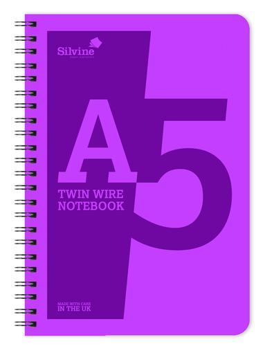 Silvine Notebook Polypropylene Wirebound 56gsm Ruled 160pp A5 Assorted Ref POLYA5AC[Pack 10]  138425