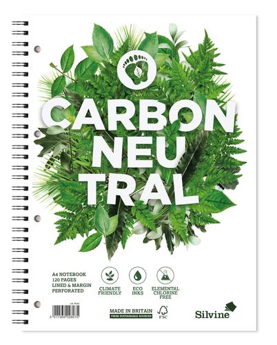 Silvine Carbon Zero Wirebound Notebook A4+ 120 Page Ruled With Margin White (Pack 5) - R302