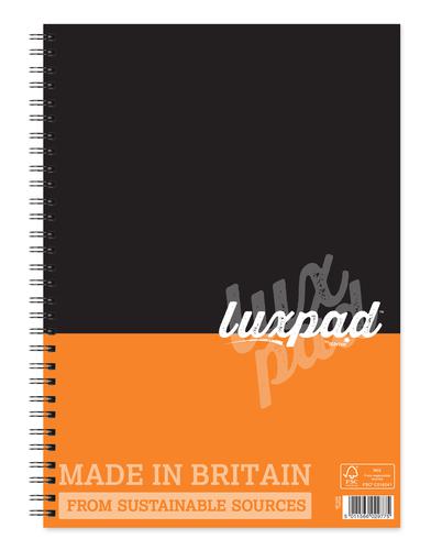 Silvine Luxpad FSC A4 Wirebound Hard Cover Notebook Ruled 160 Pages Black/Orange (Pack 6)
