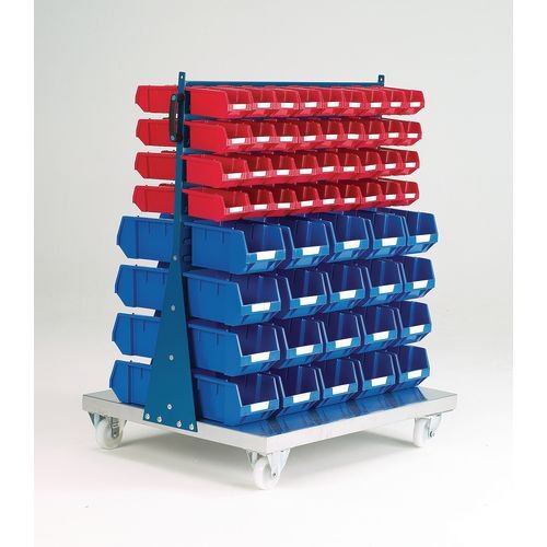 Louvre panel trolleys with small parts bins - Trolleys only, double sided