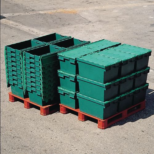 SBY04601 | These storage boxes are the ideal choice to store items and ensure that they are protected from dirt and moisture throughout. The boxes are manufactured from strong and durable polypropylene with reinforced bases, making them extremely hard wearing and long lasting, ideal for use on a conveyor or for rough and heavy handed handling. The hinged lids fold down to be extremely sturdy and allow for up to 6 high stacking, while when open and empty they can next together.