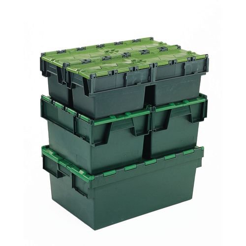 These storage boxes are the ideal choice to store items and ensure that they are protected from dirt and moisture throughout. The boxes are manufactured from strong and durable polypropylene with reinforced bases, making them extremely hard wearing and long lasting, ideal for use on a conveyor or for rough and heavy handed handling. The hinged lids fold down to be extremely sturdy and allow for up to 6 high stacking, while when open and empty they can next together.